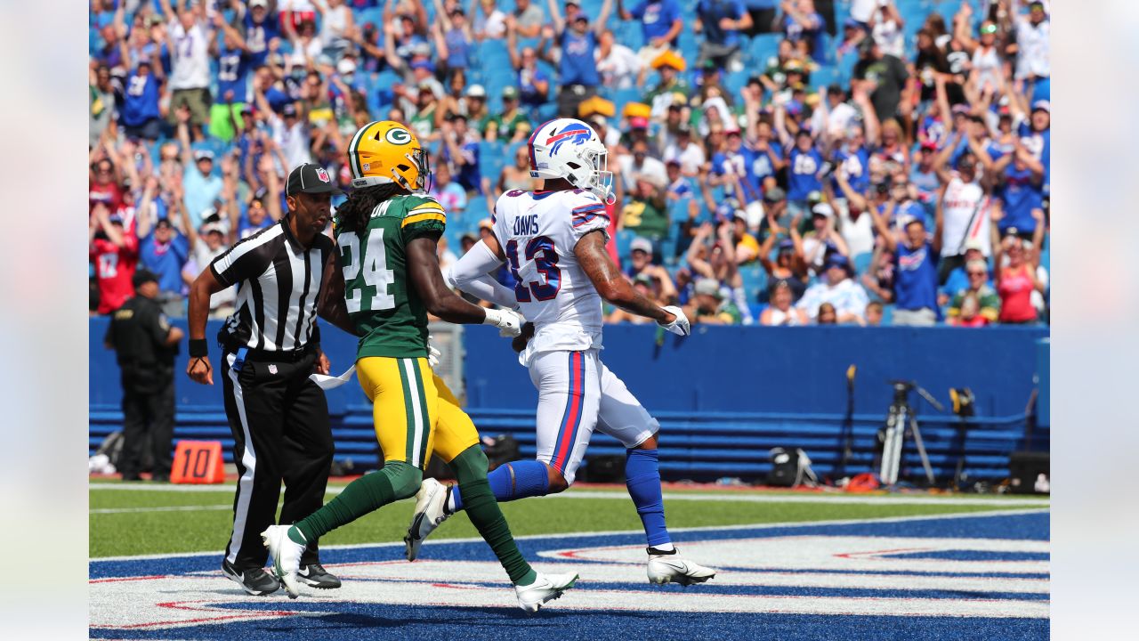 Buffalo Bills' Dorian Williams (42) tackles Las Vegas Raiders' Zamir White  (35) during the second half of an NFL football game, Sunday, Sept. 17,  2023, in Orchard Park, N.Y. The Bills won