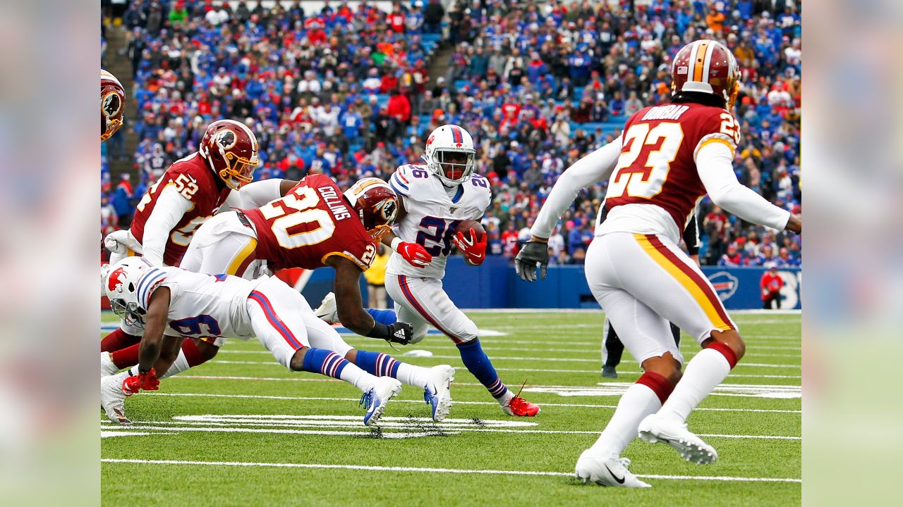 Buffalo Bills running back Devin Singletary (26) walks on the sideline  during the second quarter of an NFL football game against the Los Angeles  Rams, Sunday, Sept. 27, 2020, in Orchard Park