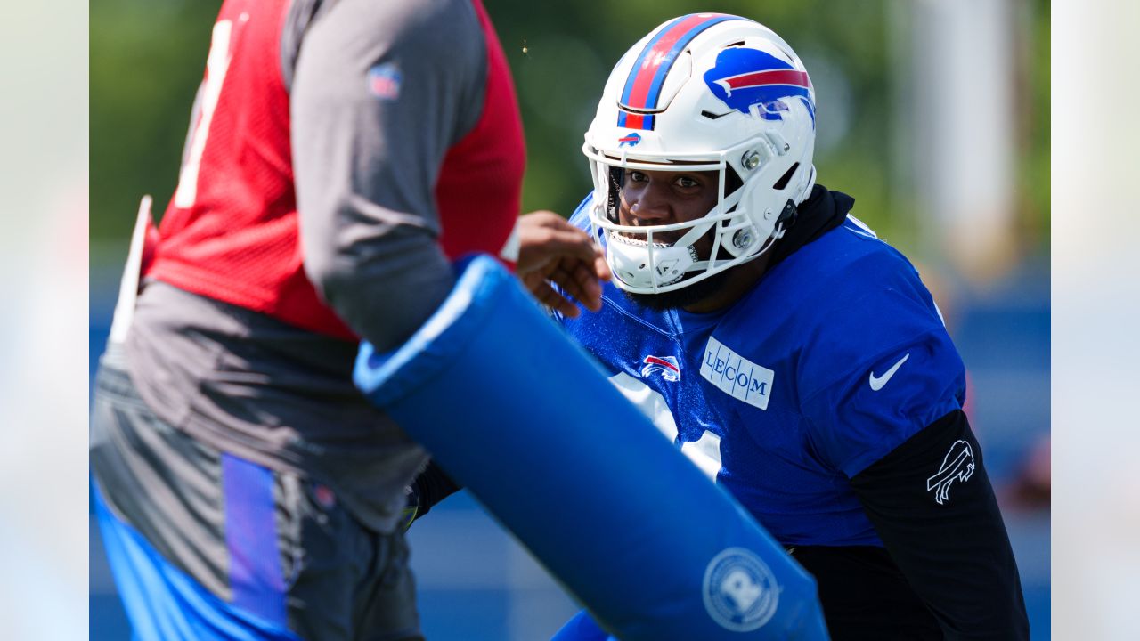 Buffalo Bills defensive end Mike Love walks off the field after a preseason NFL  football game against the Denver Broncos in Orchard Park, N.Y., Saturday,  Aug. 20, 2022. (AP Photo/Adrian Kraus Stock