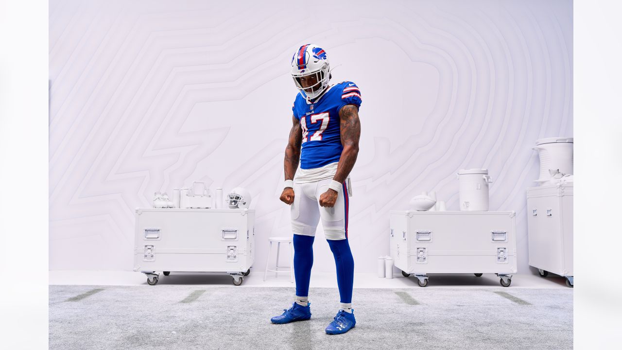 Buffalo Bills cornerback Christian Benford (47) looks for the ball as he  runs a drill during the NFL football team's rookie minicamp in Orchard  Park, N.Y., Friday May 13, 2022. (AP/ Photo