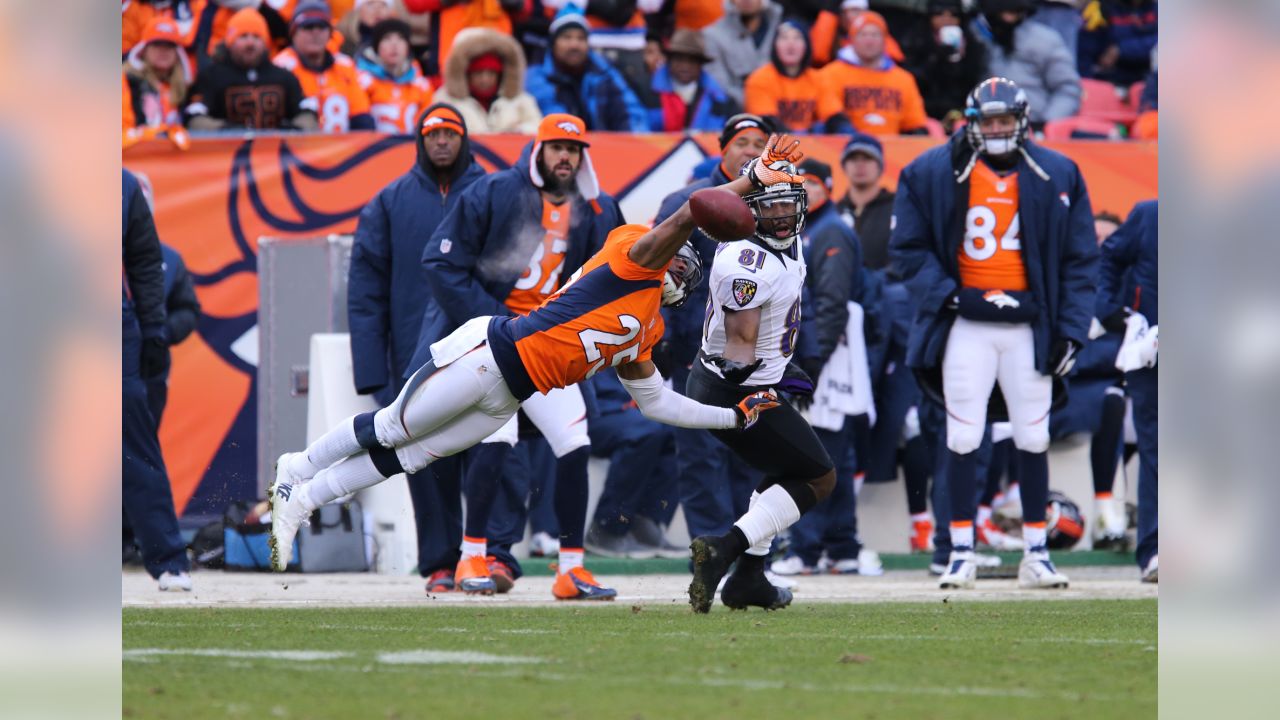 Denver Broncos cornerback Champ Bailey (24) in action against the Seattle  Seahawks at the Super Bowl XLVIII at MetLife Stadium in East Rutherford,  New Jersey on February 2, 2014. MetLife Stadium hosts