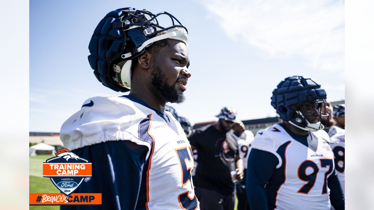 Some Broncos Linemen Appear At Training Camp With Unusual Extra Padding On  Outside Of Helmets - CBS Colorado