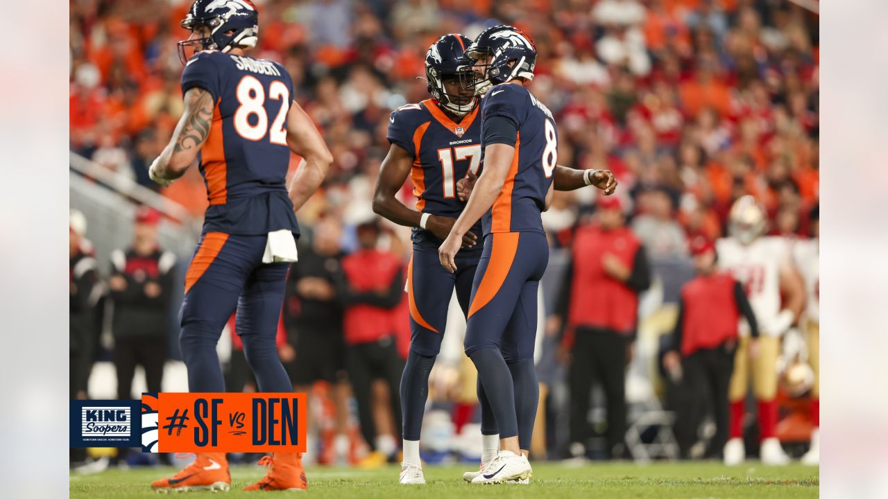 Denver Broncos punter Corliss Waitman warms up before a preseason