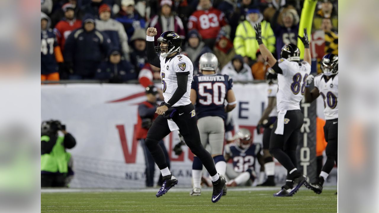 Baltimore Ravens' quarterback Joe Flacco celebrates with wide receiver Anquan  Boldin after Boldin scored his third touchdown of the day against the  Cleveland Browns at M & T Bank Stadium in Baltimore