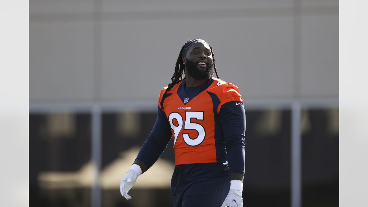 Denver Broncos linebacker Justin Strnad (40) and Denver Broncos inside  linebacker Josey Jewell (47) take part in drills at an NFL football  training camp at team headquarters Thursday, July 29, 2021, in