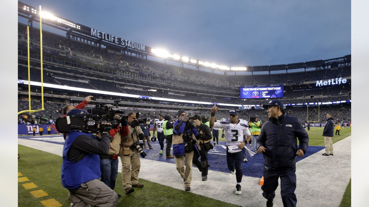 Seattle Seahawks quarterback Russell Wilson (3) throws a pass against the  Denver Broncos at the Super Bowl XLVIII at MetLife Stadium in East  Rutherford, New Jersey on February 2, 2014. MetLife Stadium