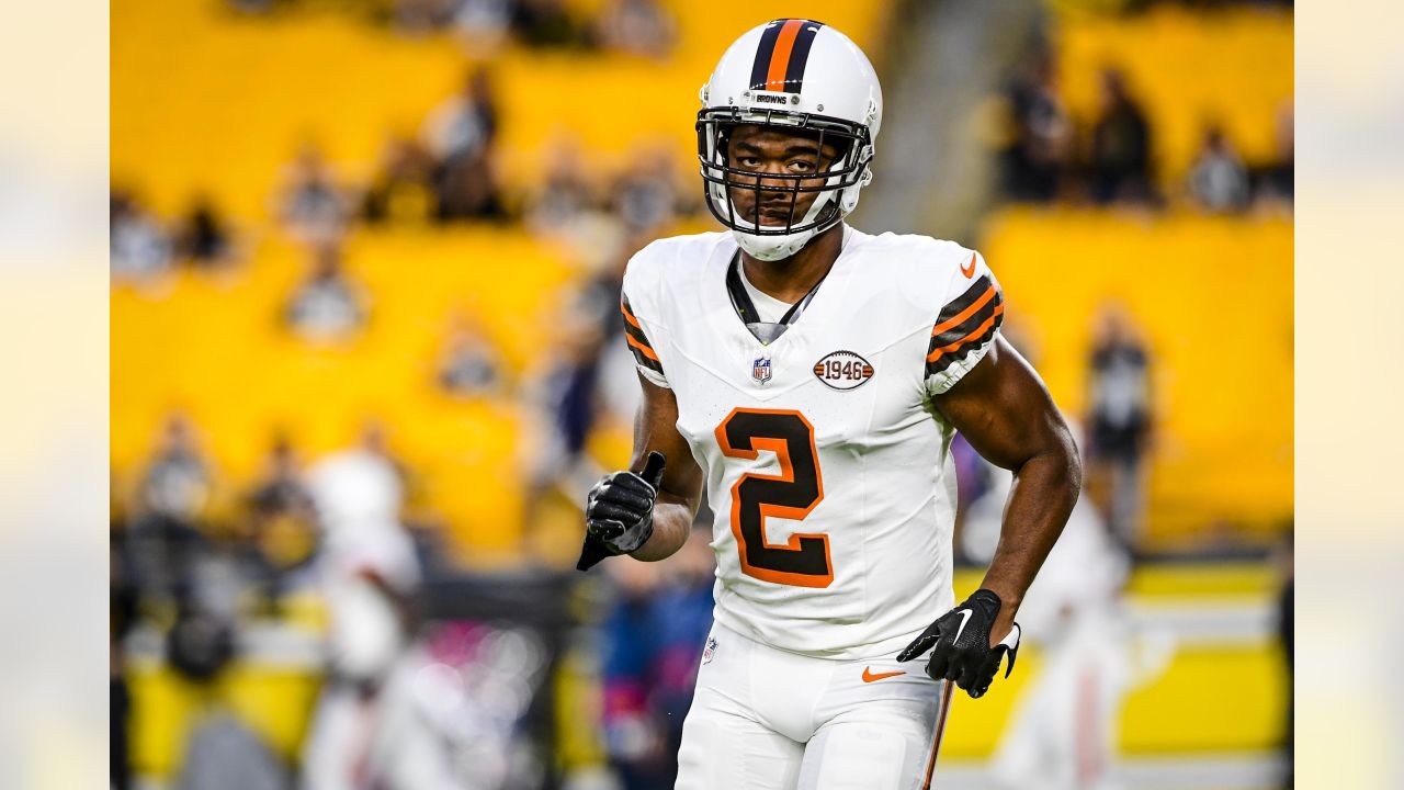 Cleveland Browns defensive end Myles Garrett (95) reacts during the first  half of an NFL football game against the Pittsburgh Steelers, Sunday, Sept.  9, 2018, in Cleveland. (AP Photo/David Richard)