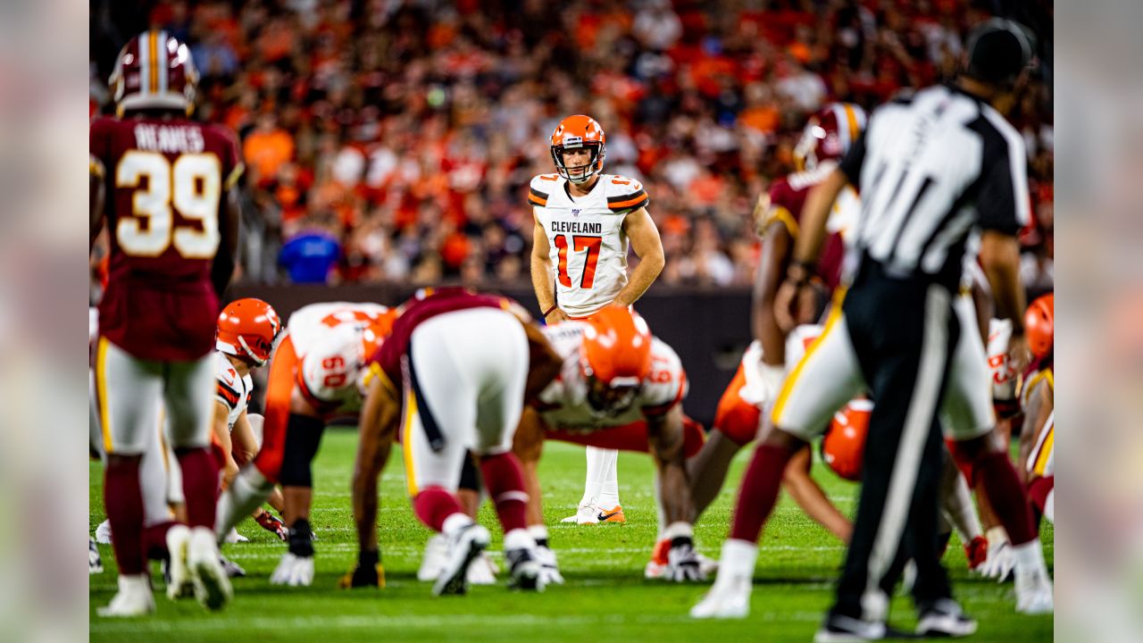 Cleveland Browns wide receiver Damon Sheehy-Guiseppi catches a pass during  practice at the NFL football team's training camp facility, Saturday, July  27, 2019, in Berea, Ohio. (AP Photo/Tony Dejak Stock Photo 