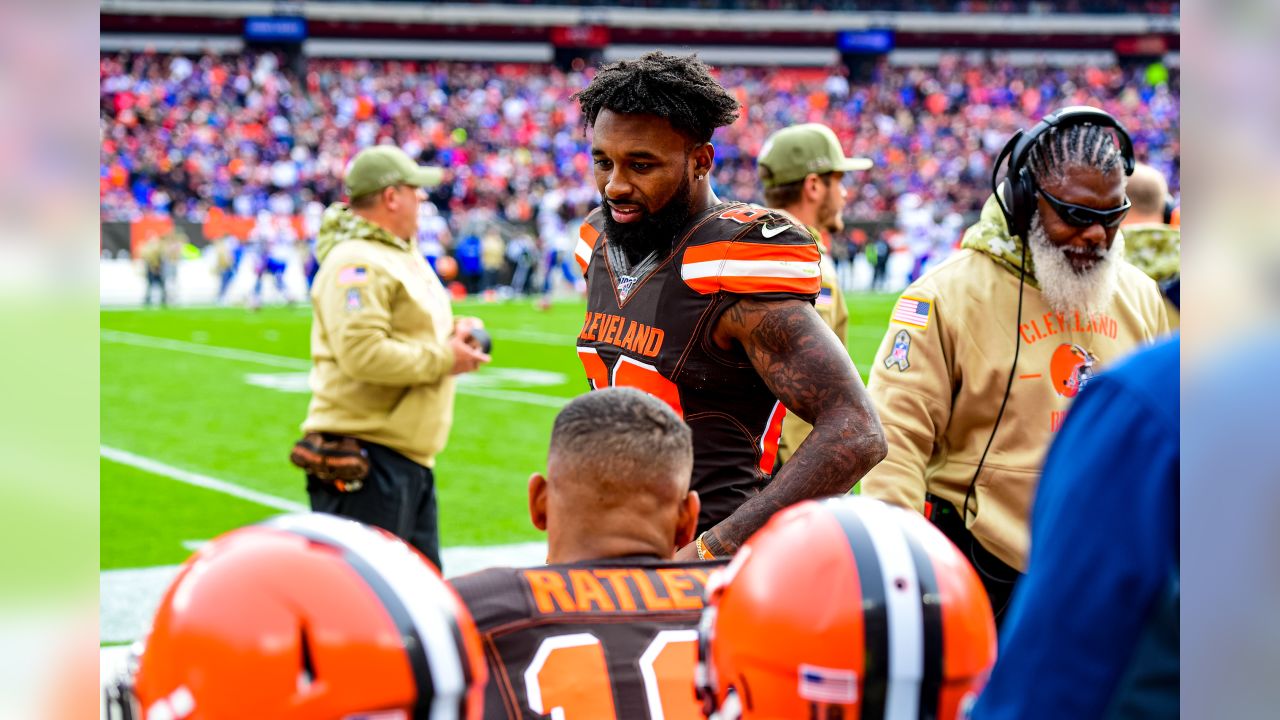 Cleveland Browns wide receiver Jarvis Landry celebrates after the Browns  defeated the Buffalo Bills 19-16 in an NFL football game, Sunday, Nov. 10,  2019, in Cleveland. (AP Photo/David Richard Stock Photo - Alamy