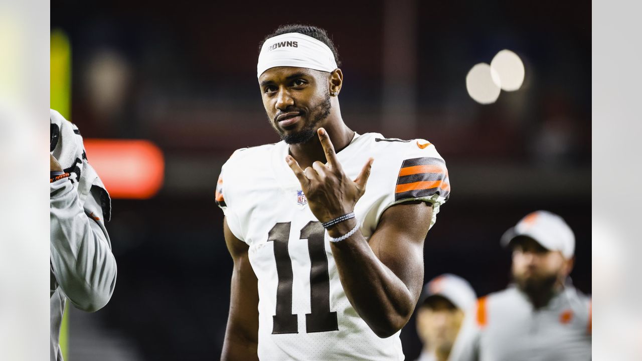 Cleveland Browns running back John Kelly Jr. (41) runs with the ball during  an NFL preseason football game against the Chicago Bears, Saturday Aug. 27,  2022, in Cleveland. (AP Photo/Kirk Irwin Stock