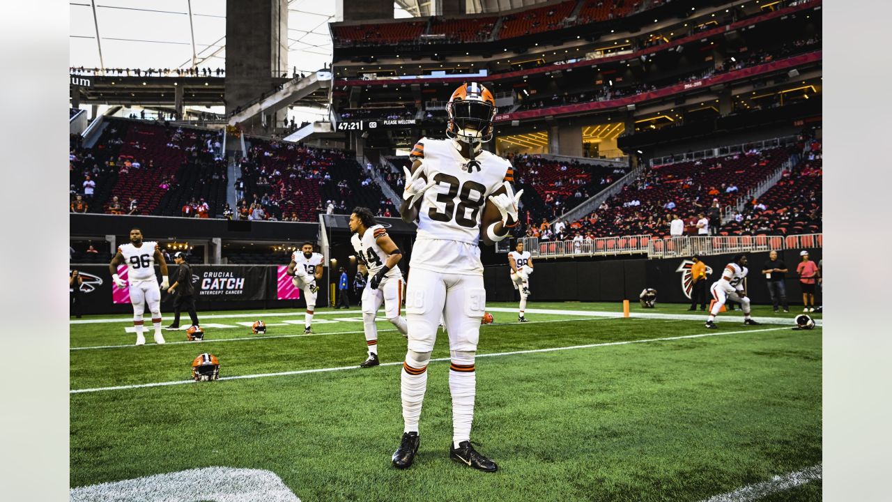 Cleveland Browns cornerback Martin Emerson Jr. (23) is shown after an NFL  football game against the Atlanta Falcons Sunday, Oct. 2, 2022, in Atlanta.  (AP Photo/John Amis Stock Photo - Alamy