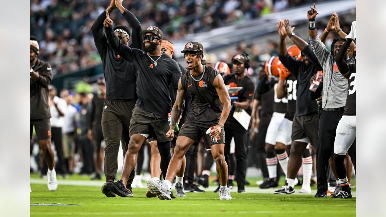 Cleveland Browns' Hassan Hall in action during an NFL preseason football  game, Thursday, Aug. 17, 2023, in Philadelphia. (AP Photo/Matt Rourke Stock  Photo - Alamy