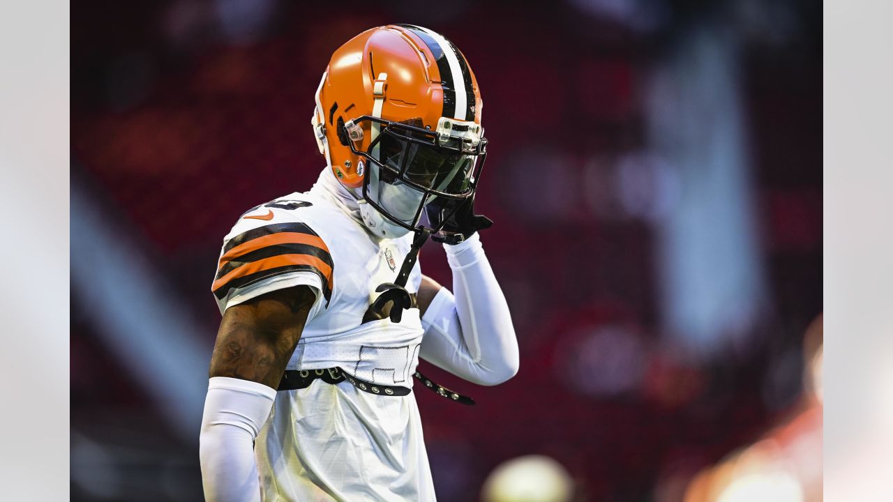 Cleveland Browns cornerback Martin Emerson Jr. (23) is shown after an NFL  football game against the Atlanta Falcons Sunday, Oct. 2, 2022, in Atlanta.  (AP Photo/John Amis Stock Photo - Alamy