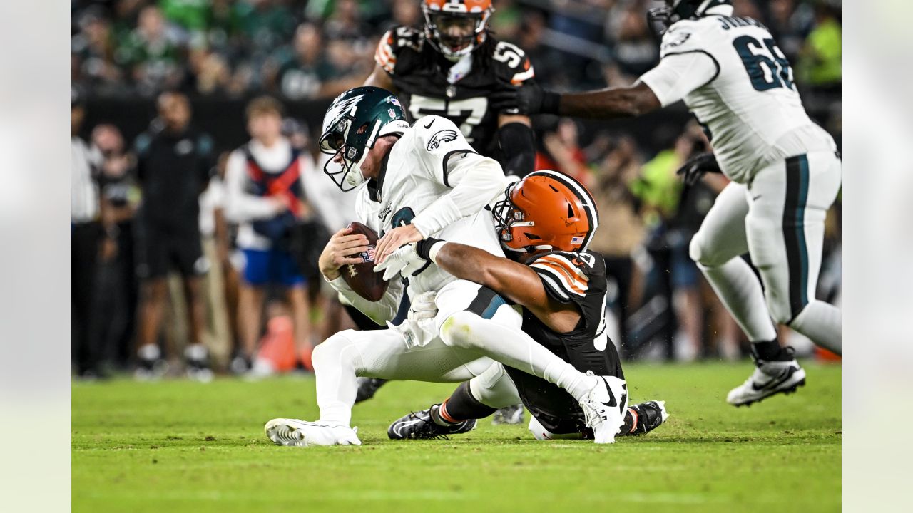 Cleveland Browns defensive tackle Tommy Togiai (93) walks off the field at  the end of an NFL preseason football game against the Jacksonville Jaguars,  Friday, Aug. 12, 2022, in Jacksonville, Fla. The