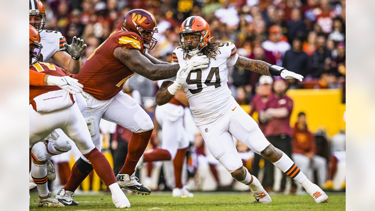 Cleveland Browns offensive tackle Dawand Jones (74) blocks during a  preseason NFL football game against the Washington Commanders on Friday,  Aug. 11, 2023, in Cleveland. Washington won 17-15. (AP Photo/David Richard  Stock Photo - Alamy