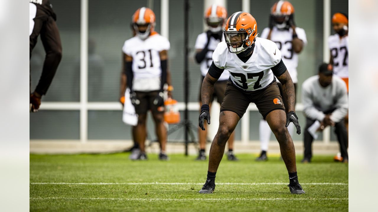 Which Browns offensive tackle is standing out in training camp? 