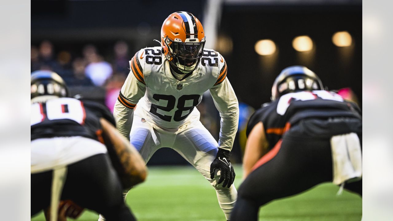 Cleveland Browns cornerback Martin Emerson Jr. (23) is shown during an NFL  football game against the Atlanta Falcons, Sunday, Oct. 2, 2022, in  Atlanta. (AP Photo/John Amis Stock Photo - Alamy