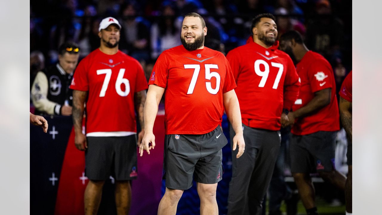 AFC running back Nick Chubb of the Cleveland Browns competes in the  Dodgeball Event at the 2022 Pro Bowl Skills Showdown, Wednesday, February  2, 2022, in Las Vegas. The event will be