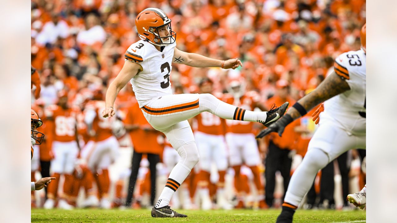 Cleveland Browns defensive end Jeremiah Martin (69) rushes during an NFL  preseason football game against the Kansas City Chiefs Saturday, Aug. 26,  2023, in Kansas City, Mo. (AP Photo/Peter Aiken Stock Photo - Alamy