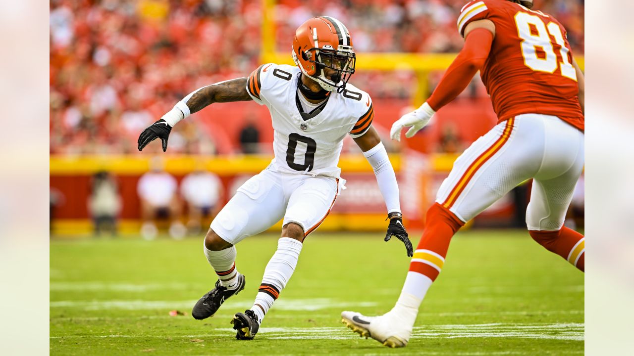 Cleveland Browns defensive end Jeremiah Martin (69) rushes during an NFL  preseason football game against the Kansas City Chiefs Saturday, Aug. 26,  2023, in Kansas City, Mo. (AP Photo/Peter Aiken Stock Photo - Alamy