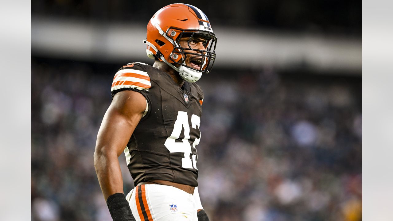 Cleveland Browns' Hassan Hall in action during an NFL preseason football  game, Thursday, Aug. 17, 2023, in Philadelphia. (AP Photo/Matt Rourke Stock  Photo - Alamy