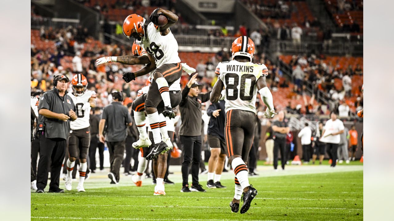 Cleveland Browns quarterback Kellen Mond passes during the second half of a  preseason NFL football game against the Washington Commanders on Friday,  Aug. 11, 2023, in Cleveland. (AP Photo/David Richard Stock Photo 