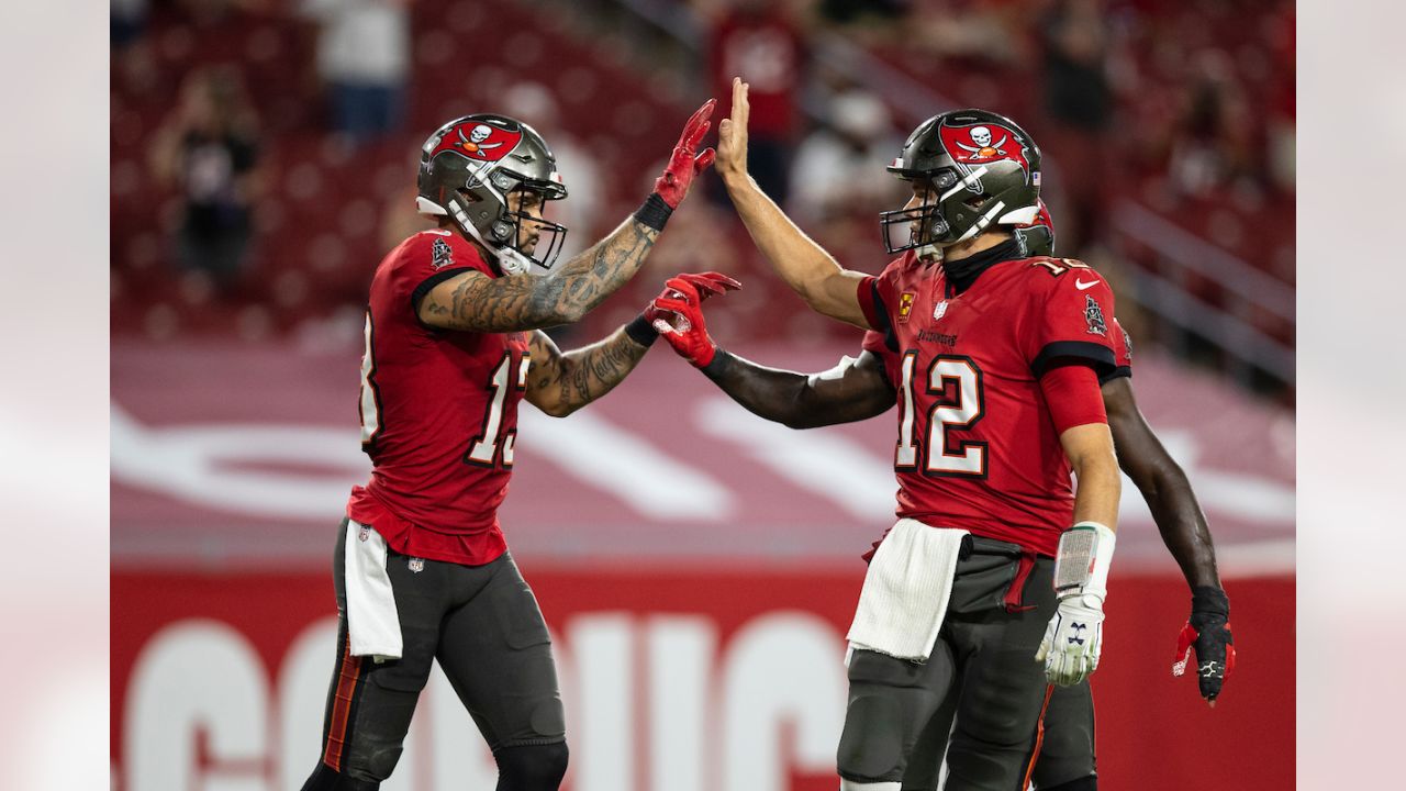 Tampa Bay Buccaneers quarterback Tom Brady (12) celebrates with