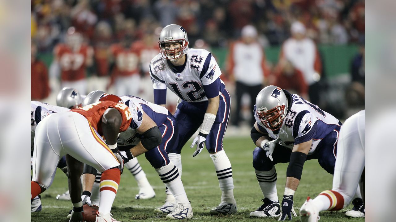 Kansas City Chiefs defensive end Chris Jones (95) attempts to knock down  the pass from New England Patriots quarterback Tom Brady (12) in the fourth  quarter of the AFC Championship at Arrowhead