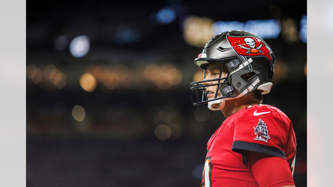 NEW ORLEANS, LA  - OCTOBER 31, 2021 - Quarterback Tom Brady #12 of the Tampa Bay Buccaneers during the game between the Tampa Bay Buccaneers and New Orleans Saints at Caesars Superdome. The Saints won the game, 36-27. Photo By Tori Richman/Tampa Bay Buccaneers