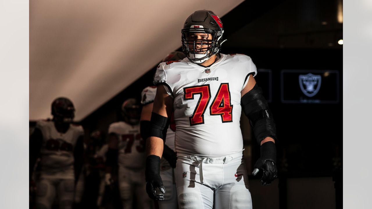 Tampa Bay Buccaneers offensive tackle Brandon Walton (73) walks