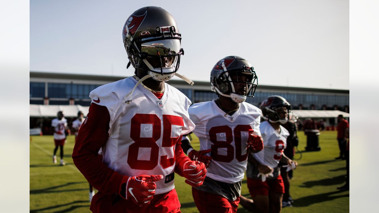 TAMPA, FL - JUL 30: Tampa Bay Buccaneers wide receiver Breshad Perriman  (16) makes a catch during the Tampa Bay Buccaneers Training Camp on July  30, 2022 at the AdventHealth Training Center