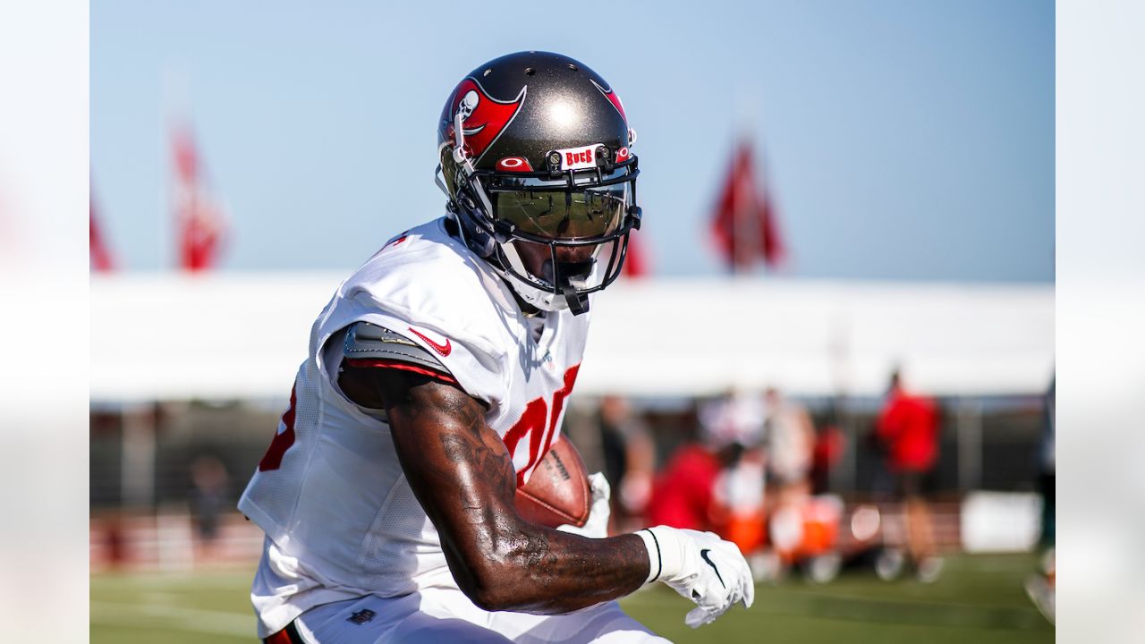 Tampa Bay Buccaneers wide receiver Chris Godwin (12) is stopped by  Washington Redskins defensive back Danny Johnson (41) during the first half  of an NFL football game Sunday, Nov. 11, 2018, in