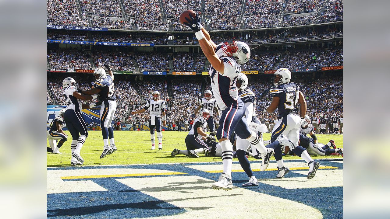 16 September 2007: Patriot Wide Receiver Kelley Washington (15) with a  pregame catch at the New England Patriots 38 to 14 win over the San Diego  Chargers at Gillette Stadium in Foxboro