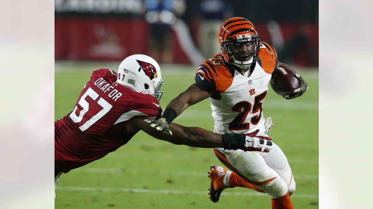 TAMPA, FL - JANUARY 16: Tampa Bay Buccaneers Running Back Giovani Bernard  (25) warms up before the NFL Wild Card game between the Philadelphia Eagles  and the Tampa Bay Buccaneers on January