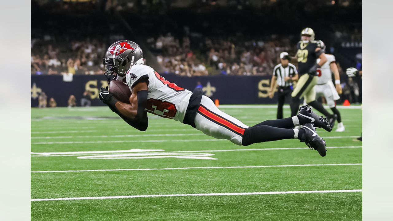 New Orleans Saints cornerback Isaac Yiadom snags INT vs. Tampa Bay  Buccaneers quarterback Baker Mayfield on pass near end zone