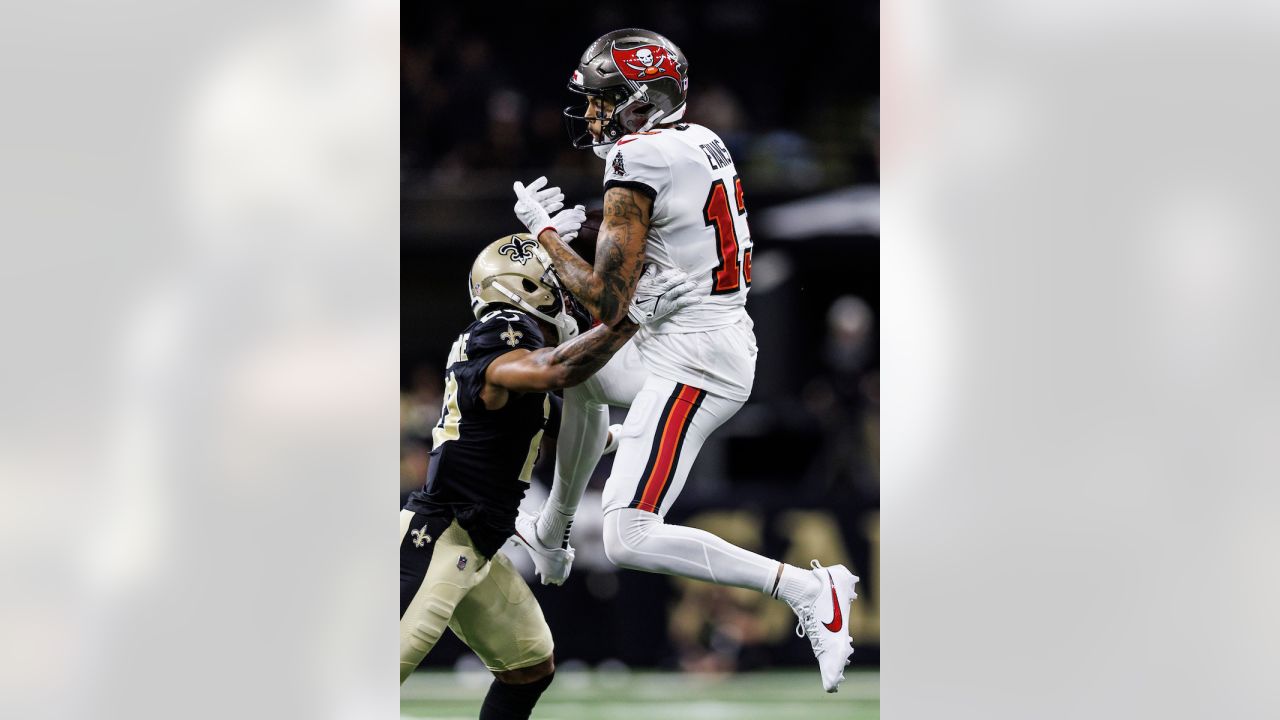 Saints Marshon Lattimore tackles Bucs Mike Evans before the ball is ev, saints