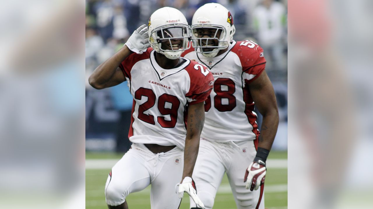 Arizona Cardinals Antonio Cromartie (C) celebrates after the