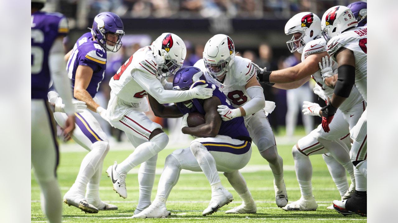 Arizona Cardinals defensive JuJu Hughes (36), Kris Boyd (29) and