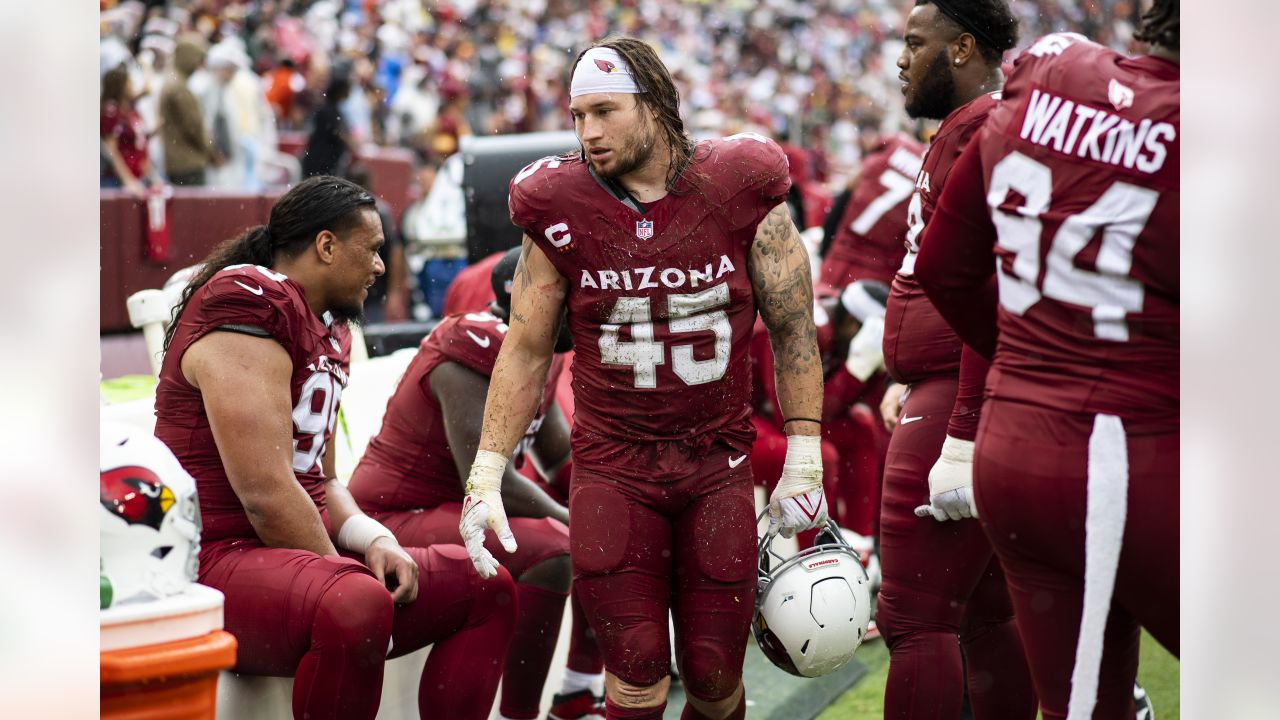 PHOENIX, AZ - SEPTEMBER 25: Arizona Cardinals linebacker Dennis Gardeck (45)  warming up during the N