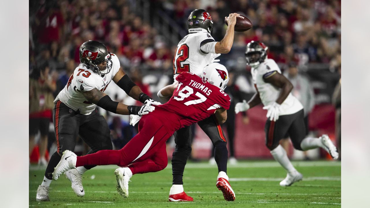 Arizona Cardinals defensive tackle Leki Fotu (95) looks up to the stands  after defeating the Seattle Seahawks during an NFL football game, Sunday,  Oct. 25, 2020, in Glendale, Ariz. The Arizona Cardinals