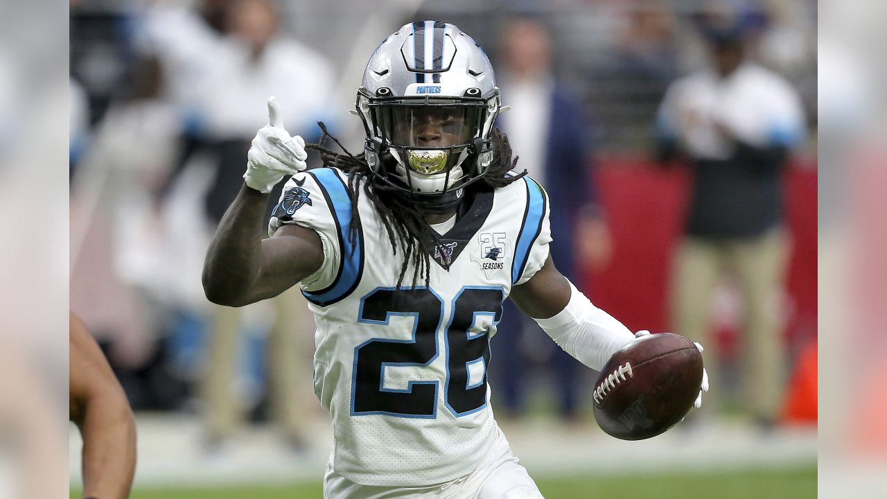 Carolina Panthers cornerback Donte Jackson (26) warms up before an