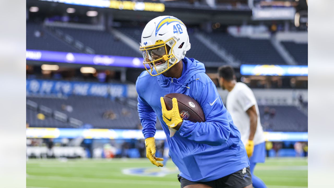 Los Angeles Chargers safety AJ Finley (24) runs during an NFL preseason  football game against the New Orleans Saints, Sunday, Aug. 20, 2023, in  Inglewood, Calif. (AP Photo/Kyusung Gong Stock Photo - Alamy