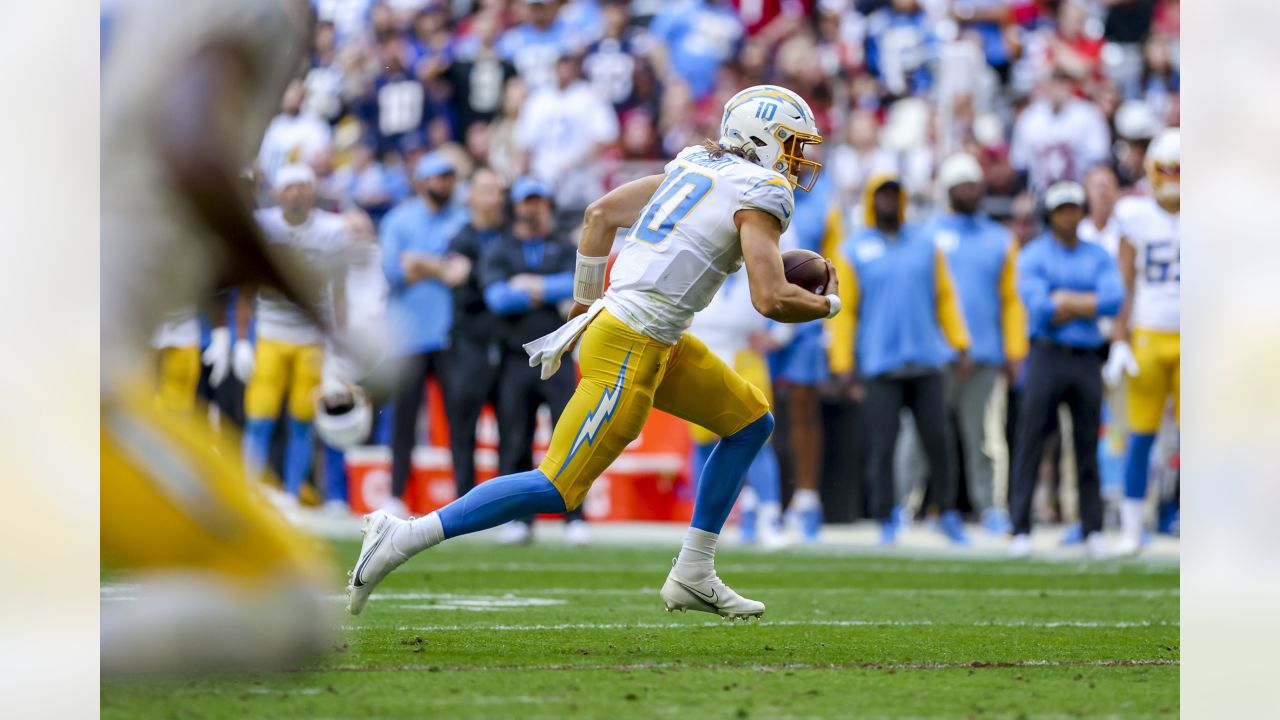 Los Angeles Chargers wide receiver Michael Bandy (83) during the first half  of an NFL football game against the Arizona Cardinals, Sunday, Nov. 27,  2022, in Glendale, Ariz. (AP Photo/Rick Scuteri Stock