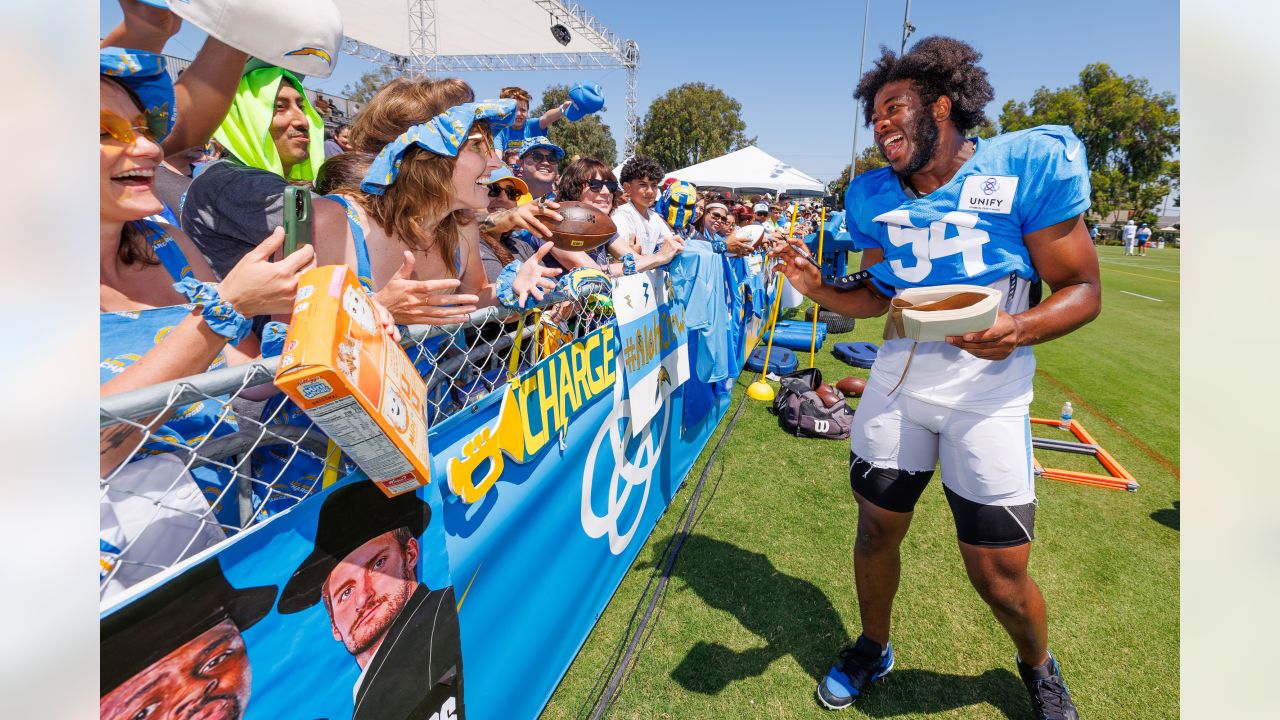 Los Angeles Chargers wide receiver Joshua Palmer (5) participates in a  drill during the NFL football team's training camp, Saturday, July 29,  2023, in Costa Mesa, Calif. (AP Photo/Ashley Landis Stock Photo - Alamy