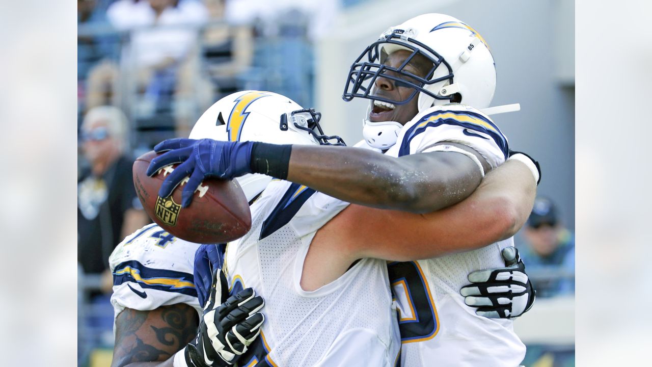 San Diego Chargers wide receiver Malcom Floyd scores on a 52-yard touchdown  reception against the Jacksonville Jaguars during the third quarter of an  NFL football game Monday, Dec. 5, 2011, in Jacksonville