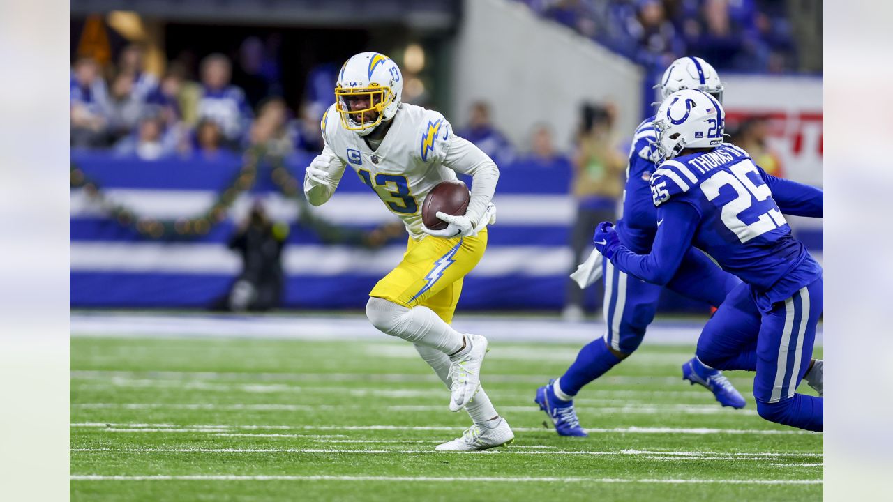 December 26, 2022: Indianapolis Colts cornerback Dallis Flowers (33) runs  with the ball against the Los Angeles Chargers in Indianapolis, Indiana.  John Mersits/CSM/Sipa USA.(Credit Image: © John Mersits/Cal Sport  Media/Sipa USA Stock