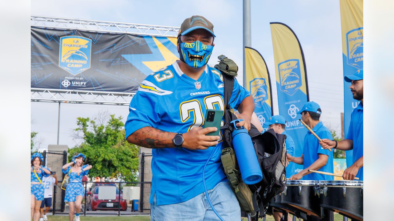 Los Angeles Chargers wide receiver Joshua Palmer (5) participates in a  drill during the NFL football team's training camp, Saturday, July 29,  2023, in Costa Mesa, Calif. (AP Photo/Ashley Landis Stock Photo - Alamy