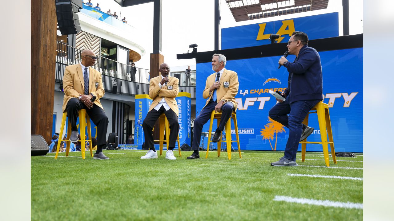 USC linebacker Tuli Tuipulotu, selected in the second round of the NFL draft  by the Los Angeles Chargers, listens during a news conference at Hoag  Performance Center Saturday, April 29, 2023, in