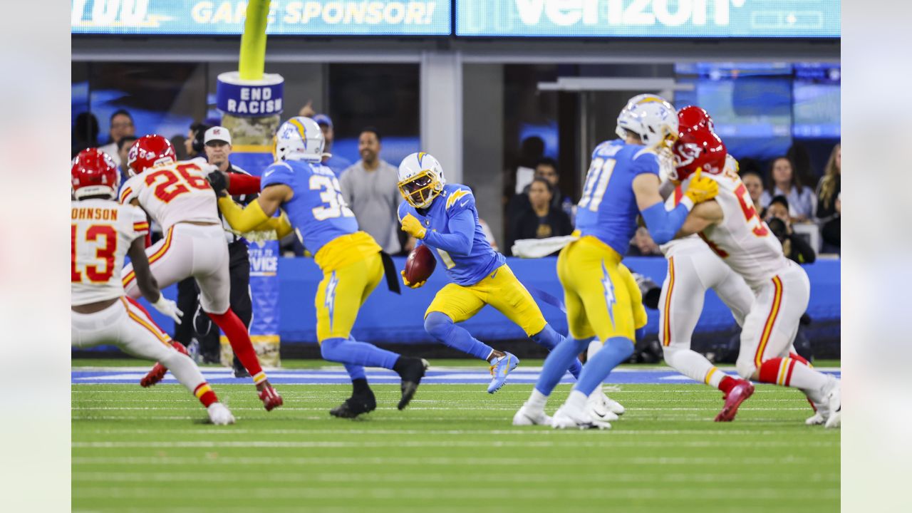 Kansas City Chiefs vs. Los Angeles Chargers. Fans support on NFL Game.  Silhouette of supporters, big screen with two rivals in background Stock  Photo - Alamy