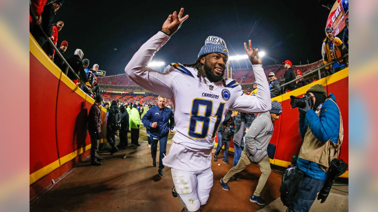 Los Angeles Chargers wide receiver Mike Williams (81) celebrates his  touchdown against the Kansas City Chiefs during an NFL football game,  Thursday, Sept. 15, 2022 in Kansas City, Mo. (AP Photo/Reed Hoffmann